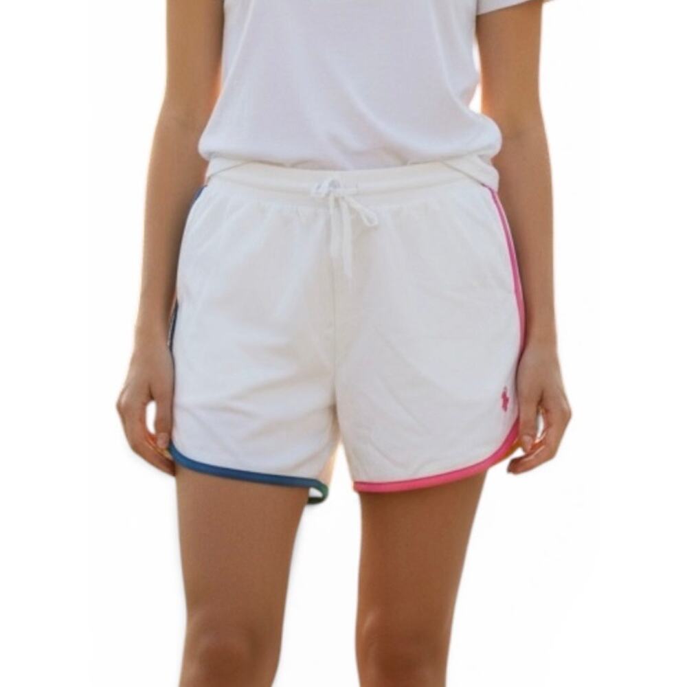 U.S. Polo Assn White Lounge Shorts Rainbow Trim Multicolor Athletic Pajama L NEW - Picture 3 of 9